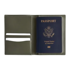 Nappa Leather RFID Blocking Passport Holder Olive