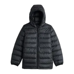 Lightweight Down Hooded Puffer Jacket Black