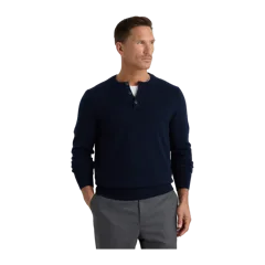 Mongolian Cashmere Henley Sweater True Navy