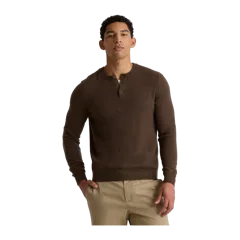 Mongolian Cashmere Henley Sweater Brown
