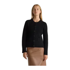 Mongolian Cashmere Structured Cardigan Black