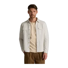 Cotton Pique Knit Overshirt Heather White