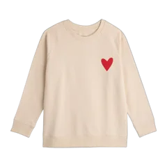Organic Cotton French Terry Crew Neck Sweatshirt Heart Graphic