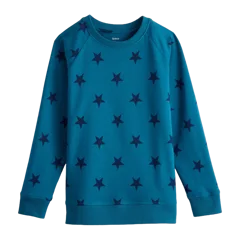 Organic Cotton French Terry Crew Neck Sweatshirt Blue Stars