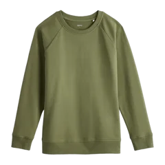 Organic Cotton French Terry Crew Neck Sweatshirt Olive Green
