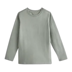 100% Organic Cotton Jersey Long Sleeve Tee Eucalyptus