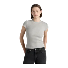 Organic Cotton Micro-Rib Crewneck Tee Heather Grey