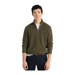 100% Organic Cotton Ribbed Quarter-Zip Sweater Bayberry Olive