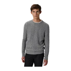 Mongolian Cashmere Classic Cable Crewneck Sweater Heather Grey