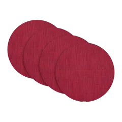 Mini Basketweave Easy-Care Round Placemat, Set of 4 by Chilewich Scarlet