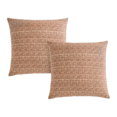 Geometric Silk Blend Pillow Cover (Set of 2) Taupe Basketweave