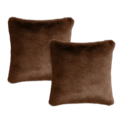 Luxury Faux Fur Pillow Cover (Set of 2) Truffle