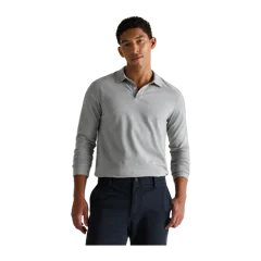 Organic Cotton Long Sleeve Pique Polo Heather Grey