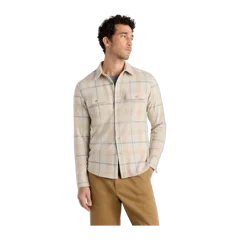 Stretch Sweater Fleece Shirt Oatmeal Check