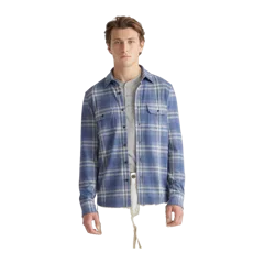 Stretch Sweater Fleece Shirt Indigo Check