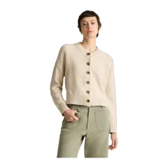 100% Organic Cotton Cropped Cardigan Speckled Beige