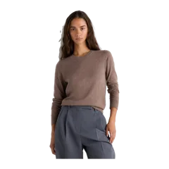 Lightweight Cotton Cashmere Crew Sweater Heathered Mink Taupe