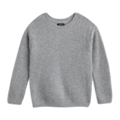 Washable Cashmere Fisherman Tunic Sweater Heather Grey