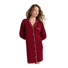 Bamboo Jersey Sleep Shirt Rhubarb