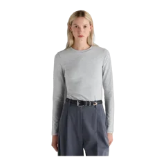 Stretch Cotton Jersey Fitted Long Sleeve T-Shirt Heather Grey