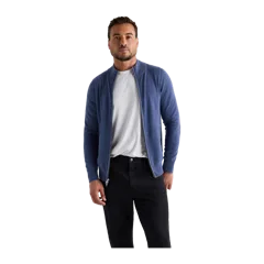 Mongolian Cashmere Full Zip Sweater Heather Storm Blue