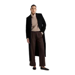 Wool Cashmere Tailored Long Coat Black