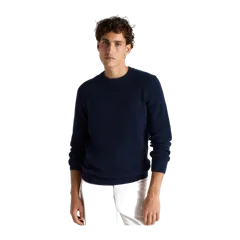 100% Organic Cotton Ribbed Crewneck Sweater Navy