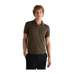 Cotton-Silk Johnny Collar Polo Bayberry Olive