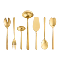 Linea 7-Pc Serving Utensil Set by Mepra Brushed Gold