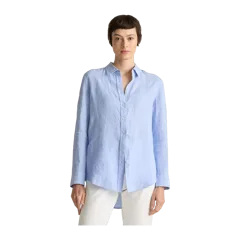 100% European Linen Long Sleeve Shirt French Blue