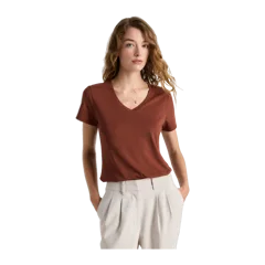 Cotton Modal V-Neck Tee Redwood Brown
