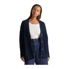100% Organic Cotton Oversized Cable Cardigan Navy
