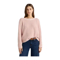 100% Organic Cotton Fisherman Boatneck Sweater Shell Pink