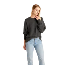 100% Organic Cotton Boyfriend Crew Sweater Charcoal