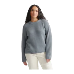 Mongolian Spring Cashmere Fisherman Crewneck Sweater Dusty Blue