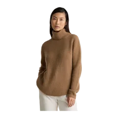 Mongolian Cashmere Fisherman Turtleneck Sweater Teak