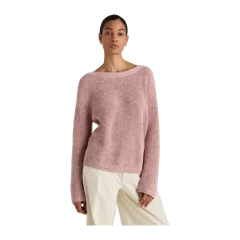 100% Organic Cotton Fisherman Boatneck Sweater Marled Rose Pink