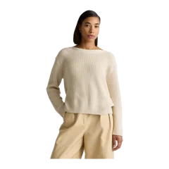 100% Organic Cotton Fisherman Boatneck Sweater Speckled Beige