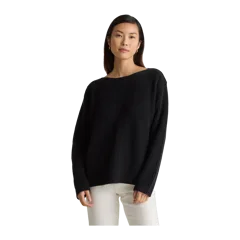 100% Organic Cotton Fisherman Boatneck Sweater Black