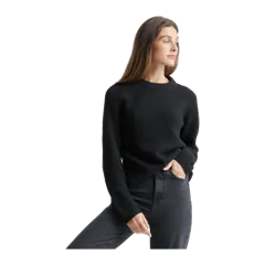 Mongolian Spring Cashmere Fisherman Crewneck Sweater Black