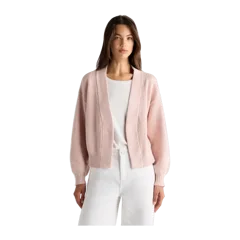 100% Organic Cotton Waffle Stitch Open Cardigan Shell Pink