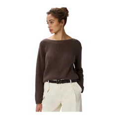 100% Organic Cotton Fisherman Boatneck Sweater Heather Brown