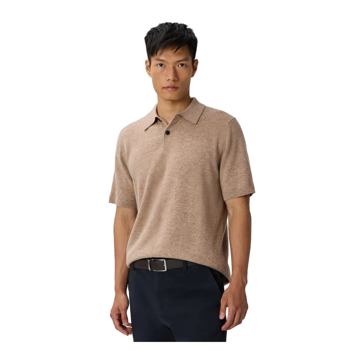 100% Mongolian Cashmere Short Sleeve Polo Sweater