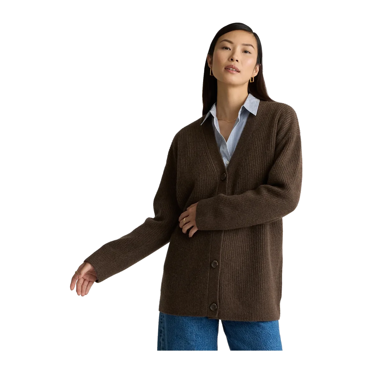 Mongolian Cashmere Oversized Boyfriend Cardigan Sweater