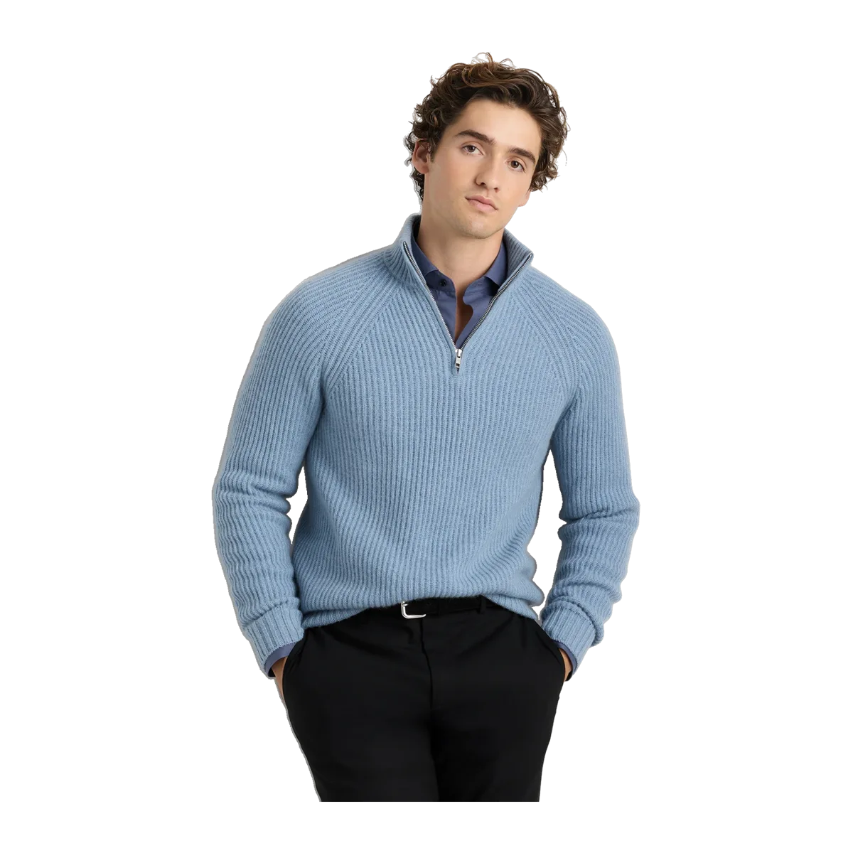 Mongolian Cashmere Fisherman Quarter Zip Sweater