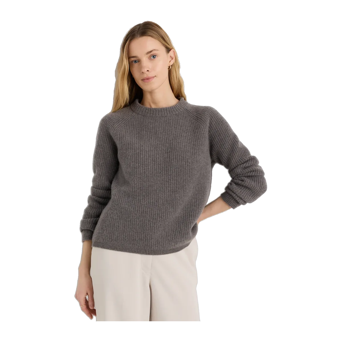 Mongolian Cashmere Fisherman Crewneck Sweater